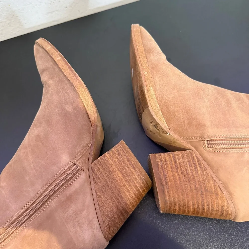 Tony Bianco Pointed Toe Leather Ankle Boots Size 6.5 Block Heel Western‎ BOHO